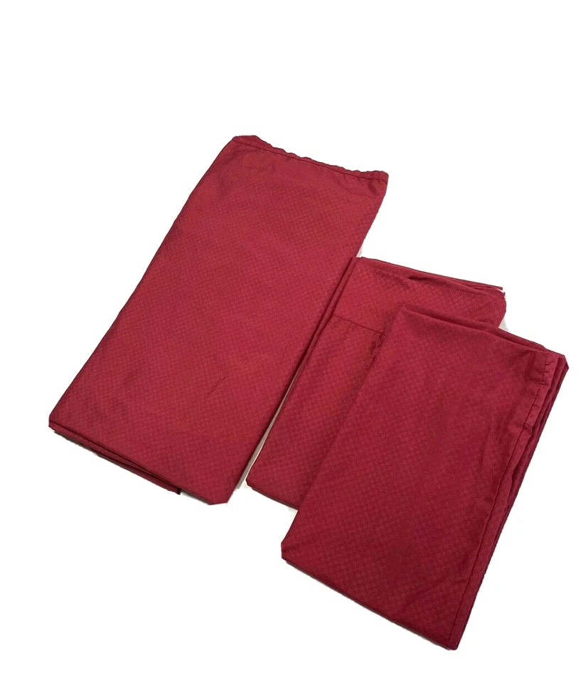 Juego de sábanas de tamaño completo ropa de cama fundas de almohada planas rojas microfibra 3 piezas estampado de diamantes Foto 1 de 4