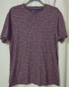 Structure Men's Size Medium Slim Fit Purple Black Striped Shirt Short Sleeves M - Picture 1 of 5
