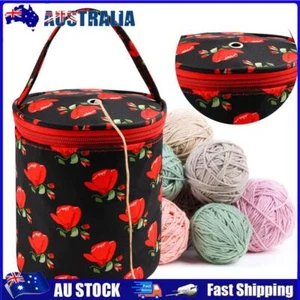 Oxford Yarn Storage Tote Bag Short Perforated Bucket Bag for Hooks Needle (rose) - Picture 1 of 12