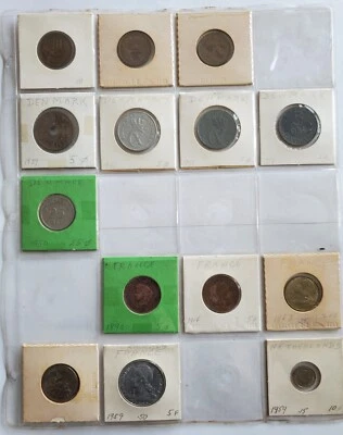 Lot Of 14 World Coins Denmark, France, And Netherlands - Image 1 of 4