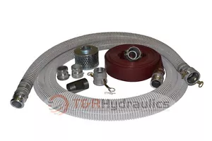 Kit pompa spazzatura tubo aspirazione acqua flessibile 3" con disco rosso 25 - Foto 1 di 1