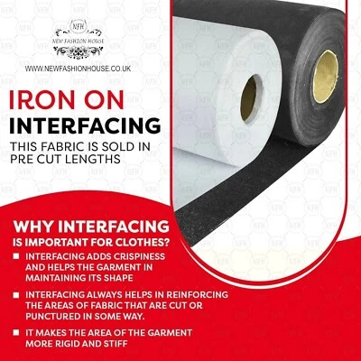 NEW FASHION HOUSE MEDIUM WEIGHT NON-WOVEN IRON ON FUSIBLE INTERFACING/ INTERLINING And BUKRAM