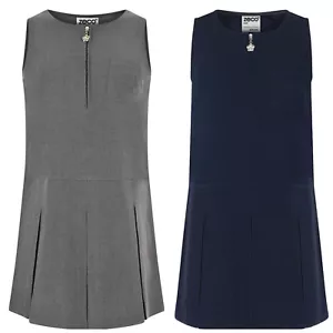 ZECO PINAFORE DRESS - GREY NAVY FLOWER ZIPPED FRONT 4% ELASTANE SCHOOL UNIFORM - Picture 1 of 9