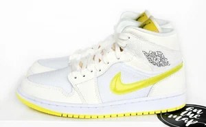 Nike Air Jordan 1 Retro Mid SE W Voltaje Amarillo Blanco Reino Unido 3 4 5 6 7 8 9 EE. UU. Nuevo - Imagen 1 de 12