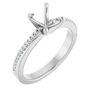 Classic Oval Cut 8×6mm Natural Diamond Women Engagement Ring Semi Mount Platinum - Picture 1 of 6