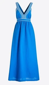 Maxi Vestido J.Crew Goddess Borde de Ojales Mezcla de Lino Forrado Verano Playa Talla Med - Imagen 1 de 18