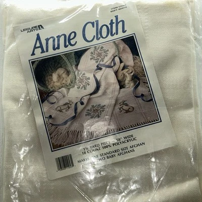 Leisure Arts ANNE CLOTH Cross Stitch 18 Count Afghan 58" Soft White Fabric NEW - Image 1 of 4
