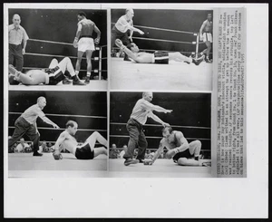 1955 Vintage Boxing Photo Carl Bobo Larson Sugar Ray Robinson Knockout Chicago - Picture 1 of 3