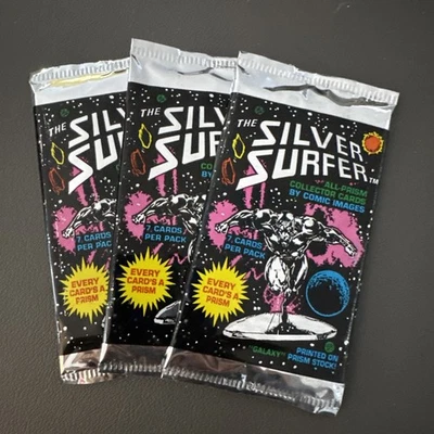 Lote de 3 paquetes de tarjetas coleccionables Marvel's Silver Surfer Prism sin abrir Foto 1 de 4