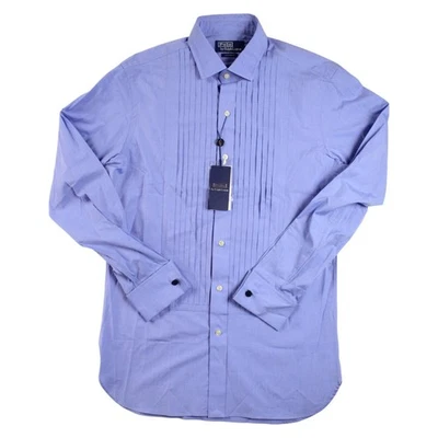 Camisa de Vestir Polo Ralph Lauren Esmoquin Para Hombres L 16.5 Azul Calce Ajustado Puños Franceses $168 Foto 1 de 4