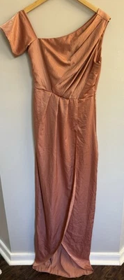 NWT ASOS Tall Asymmetrical Off Shoulder Floor Length Salmon Dress Women’s Sz 6  - Image 1 of 4