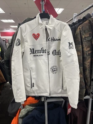Members Only x Keith Haring  White Faux Leather Jacket RARE Men’s Size M - Image 1 of 4