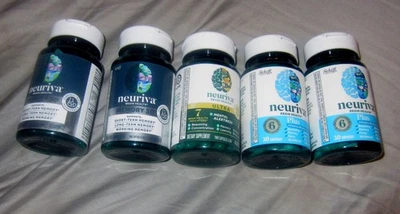 NEURIVA Plus Suplemento Cerebral para Memoria 3D/ULTRA~5 BOTELLAS/30 Cada una SELLADA! Foto 1 de 2