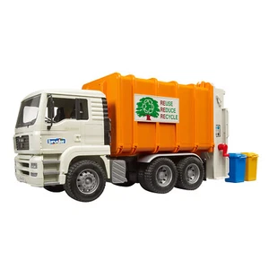 BRUDER MAN TGA Hecklader Müll LKW Müllabfuhr Auto Wagen 02772 mit 2 Mülltonnen - Bild 1 von 6