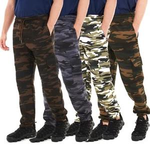 Mens Cargo Combat Camouflage Jogging Bottoms Army Fleece Tracksuit Joggers Pants - Picture 1 of 31