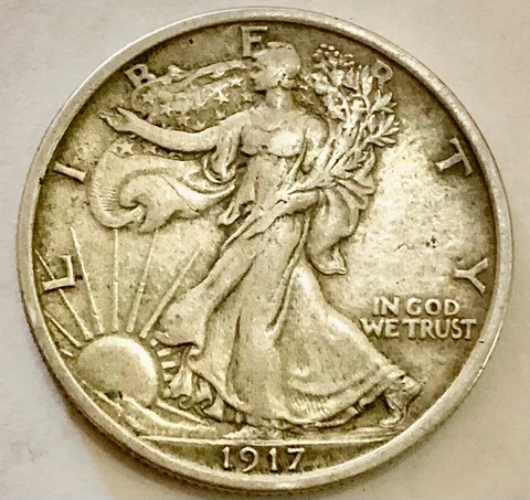 1917-P Walking Liberty Half Dollar XF+ Details Cover