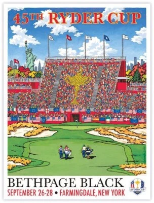Letrero de golf negro Lee Wybranski edición limitada 2025 Ryder Cup Bethpage Foto 1 de 4