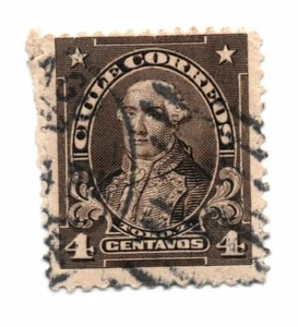 1911 Personalidades "CHILE CORREOS" 4c SC# 114 SG# 151 Estampilla Usada Perf: 12 - Imagen 1 de 1