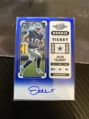 2022 Contenders Optic Jalen Tolbert Blue Prizm Rookie Ticket Auto #62/75 - Image 1 of 2