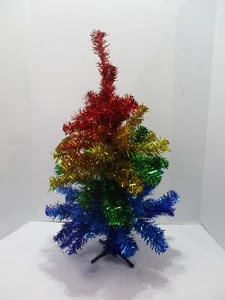 Christmas Tree Rainbow 24in Non Lit Holiday Time Decoration Small Red Blue Green - Picture 1 of 10