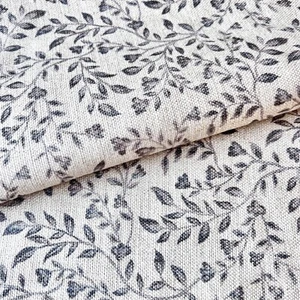 1509. Hojas pequeñas, tela de lino, 138cm de ancho, precio por 1/2m - Imagen 1 de 3