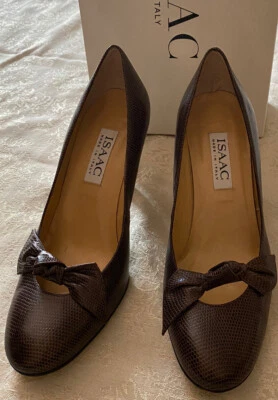 Isaac Mizrahi Mujer 6.5 M Italia Venus Lagarto Marrón Estampado Tacón Alto Zapatos Arco Foto 1 de 4
