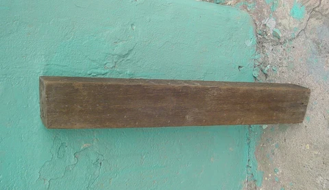 Rustic Wood Section   30 1/2 " x 4 1/8" x3", Architectural Salvage. Dark Brown Cover