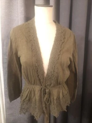 Cárdigan suéter de ganchillo verde oliva Target Elle talla M nuevo sin etiquetas Foto 1 de 4