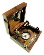 Antique Brass Marine Master Box & Nautical Compass Telescope Magnifying Glass