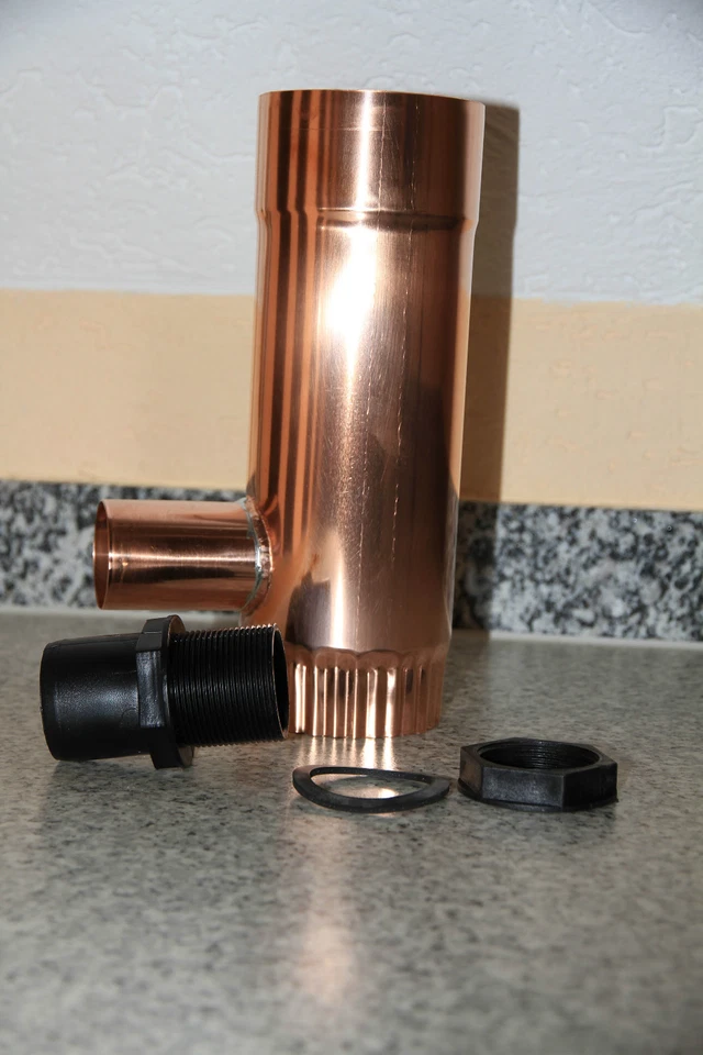 Rainwater collector copper with 50 mm outlet including screw - on piece  - Image 1 of 1