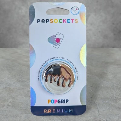 PopSockets Phone Grip Stand Chrome Drip Silver POPGRIP Popsocket Swappable Top - Image 1 of 2