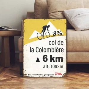 Letrero de ciclismo estilo vintage Tour de France col de la colombiere - Imagen 1 de 3