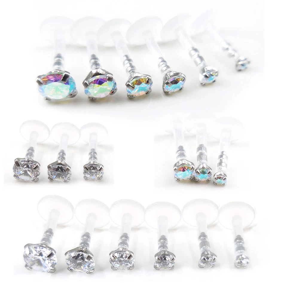 Pendientes Helix 16G AB espalda plana cartílago sin rosca sin alergia Bioflex triple Foto 1 de 1