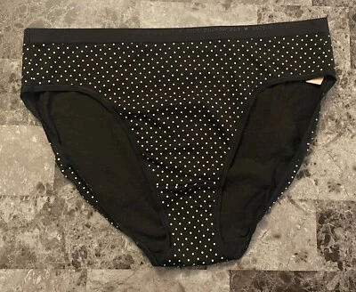 NUEVO CON ETIQUETAS BRAGAS VICTORIA'S SECRET M NEGRAS BLANCAS LUNARES RARAS PIERNA ALTA Foto 1 de 3