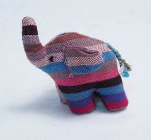 Mini Plush Ornament African Elephant Trunk Up Good Luck Blue Pink 3"  - Picture 1 of 7
