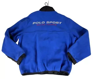 Vintage 90s Polo Sport Arctic Challenge Fleece Jacket Men's L Blue Quarter Zip - Picture 1 of 8
