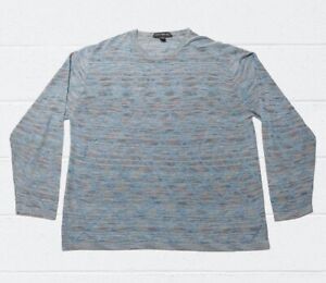 Vintage Jhane Barnes Crew Sweater Silk Blend Abstract Men's XXL Blue EUC
