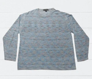 Vintage Jhane Barnes Crew Sweater Silk Blend Abstract Men's XXL Blue EUC - Picture 1 of 7