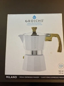 GROSCHE Milano Stovetop Espresso Maker Moka pot 3 espresso Cup - 5 oz, White NEW - Picture 1 of 3