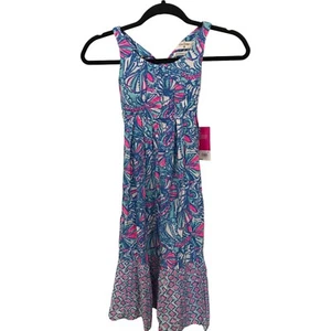 Lilly Pulitzer for Target 20th Anniversary My Fans Maxi Dress Girls XS Blue NWT - Picture 1 of 10