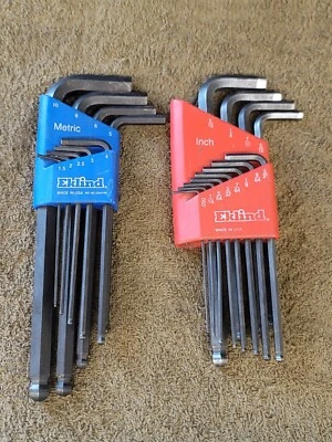 2 Eklind Sae Metric Ball End L-Shaped Hex Key Sets 5/16" .050 10mm 1.5mm BOTH - Image 1 of 4