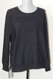 Neu mit Etikett DAMENPULLOVER AUS KASCHMIR MIT SEITLICHEM BINDEN ANTHRAZIT MEDIUM - Bild 1 von 7