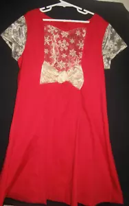 Girls Christmas Dress Holiday Red Gold Big Bow Handmade Original Party Pretty 8 - Picture 1 of 8