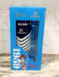 Barbie x Stanley Tumbler 1959 ORIGINAL Stripe 40 oz Quencher NEW Limited Edition - Picture 1 of 8