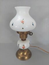 Vtg GWTW Lamp Hand Painted Floral Milk Glass 13" Boudoir Granny Cottage Farmhous