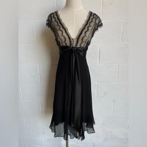 BCBGMAXAZRIA Black Silk Beaded Dress Size 2 - Picture 1 of 4