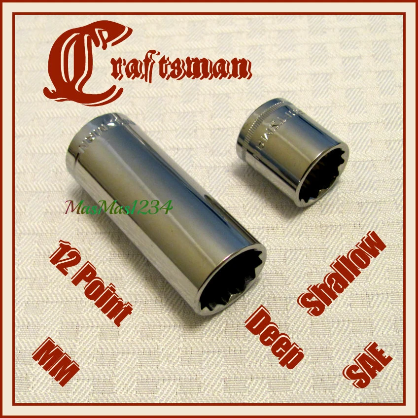 CRAFTSMAN 3/8" Drive Socket Shallow Deep 12 Point SAE METRIC Any Size Fast Ship  - Image 1 of 1