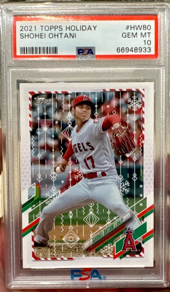 SHOHEI OHTANI 2021 TOPPS HOLIDAY HW80 bowman Dodgers Christmas Angels PSA 10 MVP - Image 1 of 3