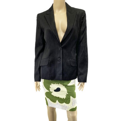 VERSACE Giacca Blazer Classica Vintage Nera Logo Jacquard Lana