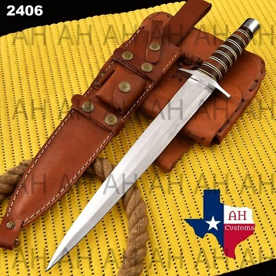 17" ARKANSAS TOOTHPICK Custom Handmade D2-Tool Steel DAGGER KNIFE W/Sheath 2406 - Image 1 of 4